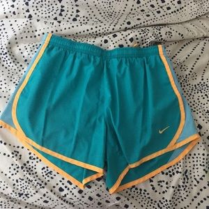 nike blue and orange exercise shorts (KIDS large)